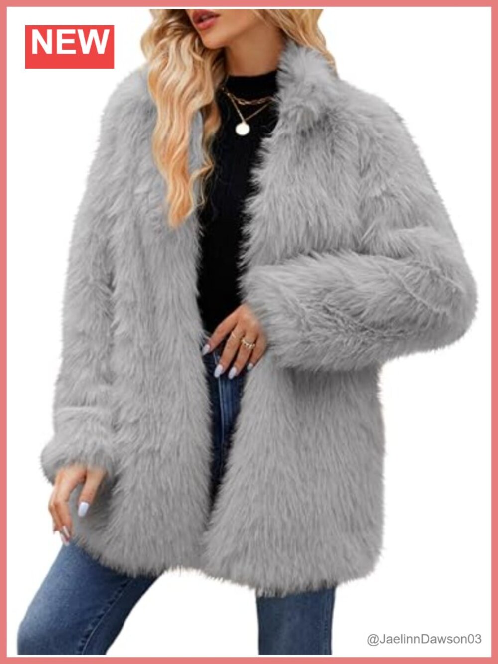 Faux Fur Coat Furry Winter Jacket Long Sleeve Warm Open Front Fluffy